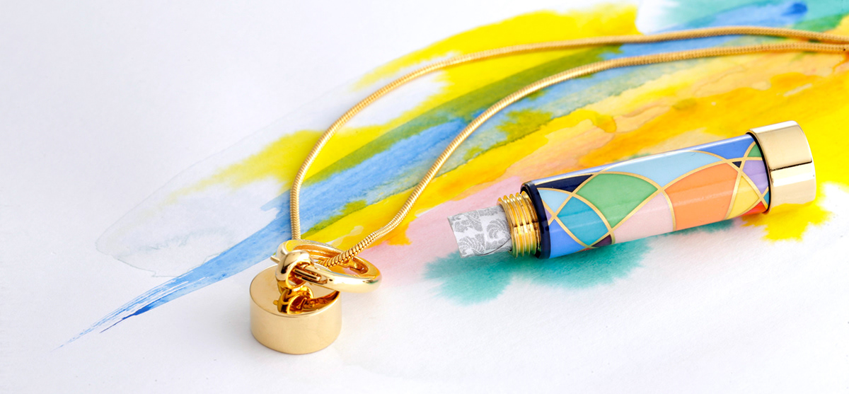 jewelery colorfull paint tube Pipe watercolor setdesign gold message paper