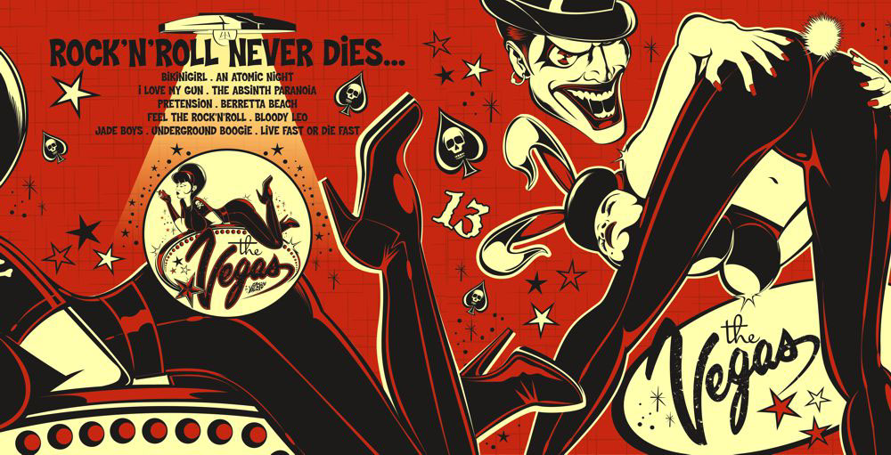 the vegas rock garage pin-up sixties Mustang rock'n'roll tattoo Psychobilly Rockabilly guitar D.VICENTE david vicente dvicente-art.com