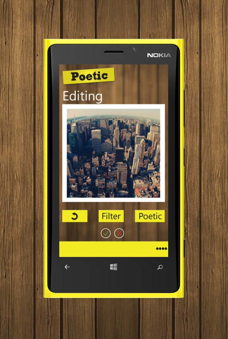 windowsphone windows apps photoapps poetic yellow UX design mobile Mobile Application notes concept