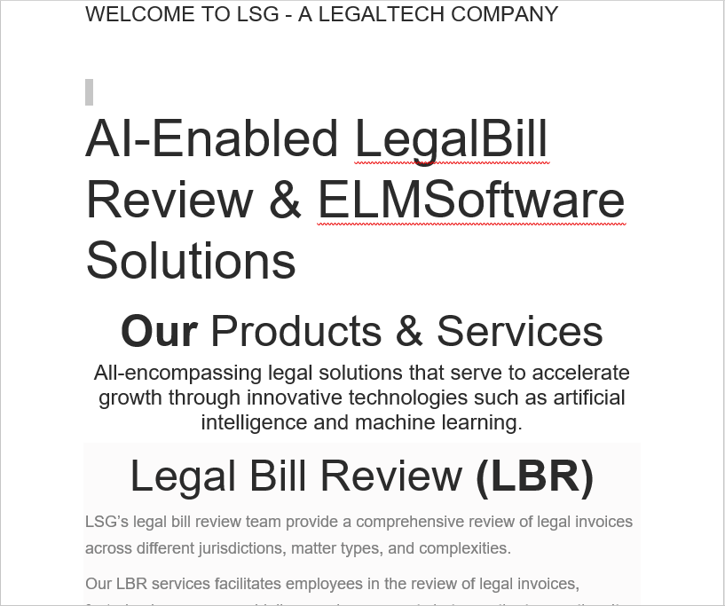 ELM software legal invoicing LSG