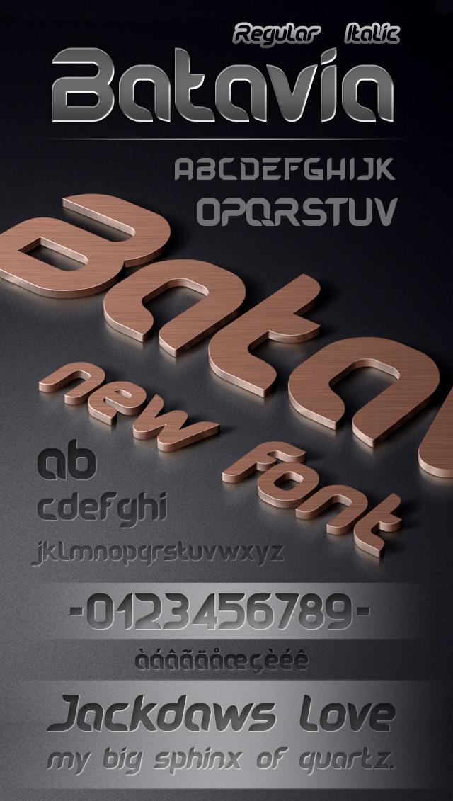 bold characters decorative Dynamic easy to read flow font futuristic geometric glyphs italic Joined lettering Batavia font