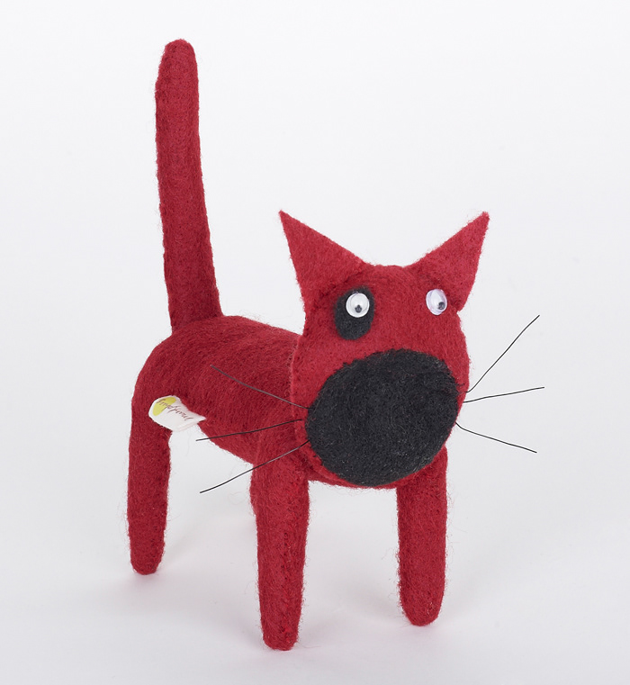 cats soft toy toys bespoke design collectable felt handmade whickers mewing Mouth open meow small