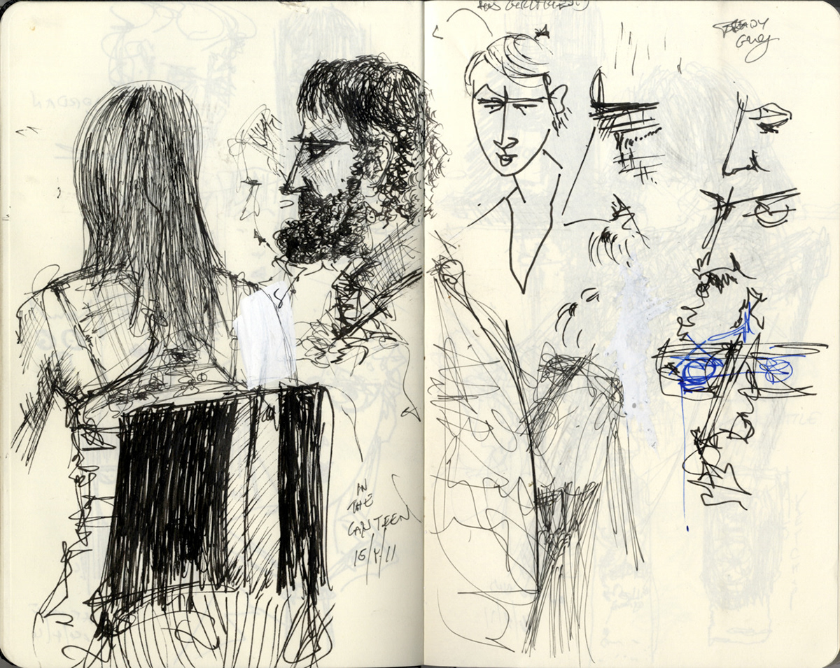 scribure sketchbook sketches pencil black and white father DAUGHTER eros greek mythology portrait beard moleskine