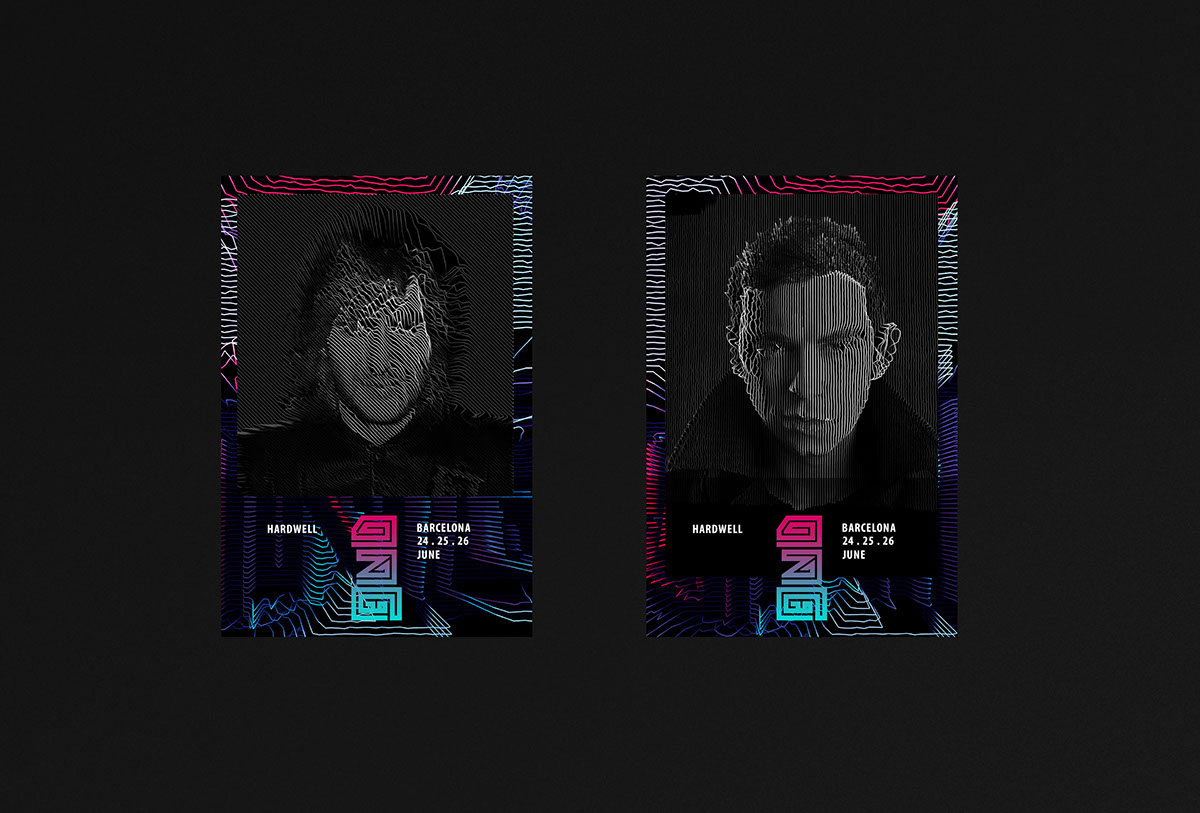 design pattern future digital music brand typo flyer poster