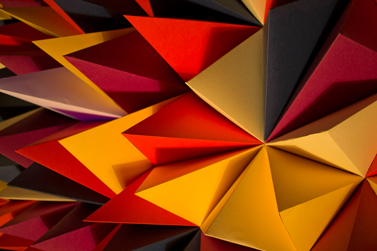 paper pyramids origami  UV color ODED EZER cardboard pattern geometric pyramid Triangles handmade