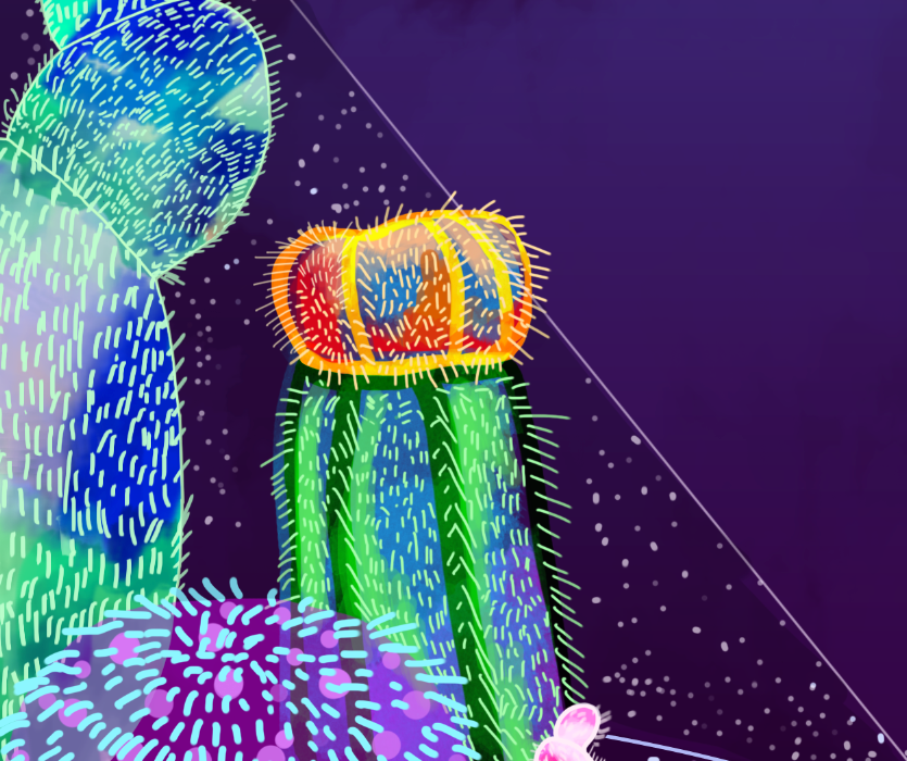 cactus neon hyper colour Space  terrarium Plant Magic   cosmic