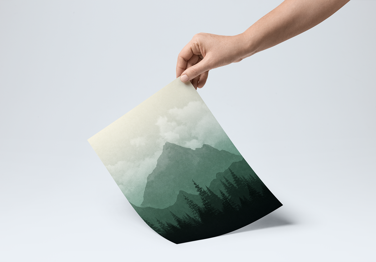 mountain Silhouette forest mountainside texture art print