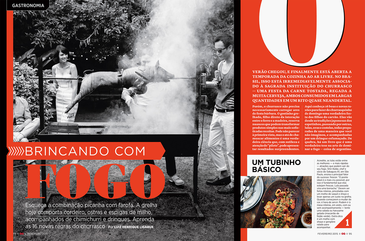 GQ gabriel medina BBQ barbecue workout fire fogo churrasco churras party editorial design