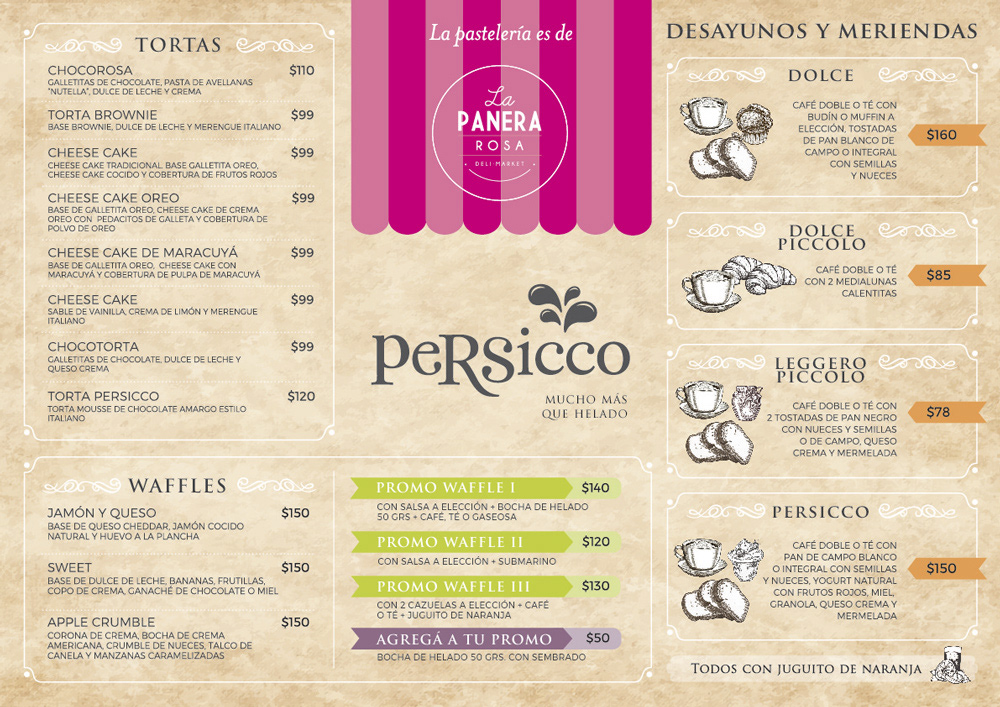 Carta menu triptico cafeteria cafe menu flyer diseño gráfico