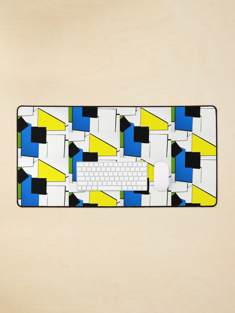 abstract geometric pattern ligne Dessin abstrait dessin numérique  vif imprimé urbain jaune et bleu