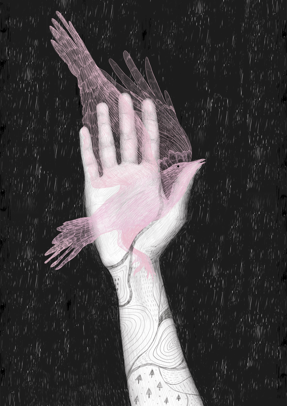 bird hand black and white pink poetic Poetry  sad Melancholy dream dreame tattoo tattoos road goodbye