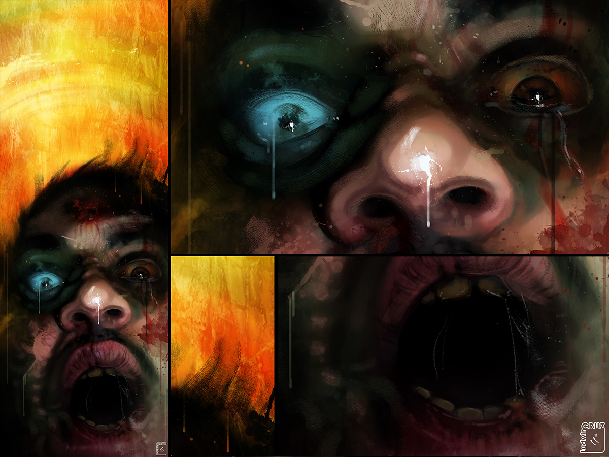 anime art paint girl zombie Scary mystical sci-fi photoshop iPad
