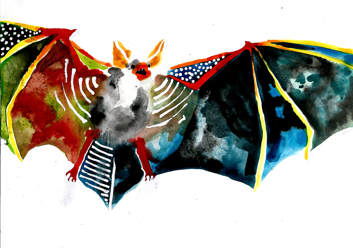 bat kid's illustration children's illustration kids watercolor abstract imaginitive animal cute whimsical
