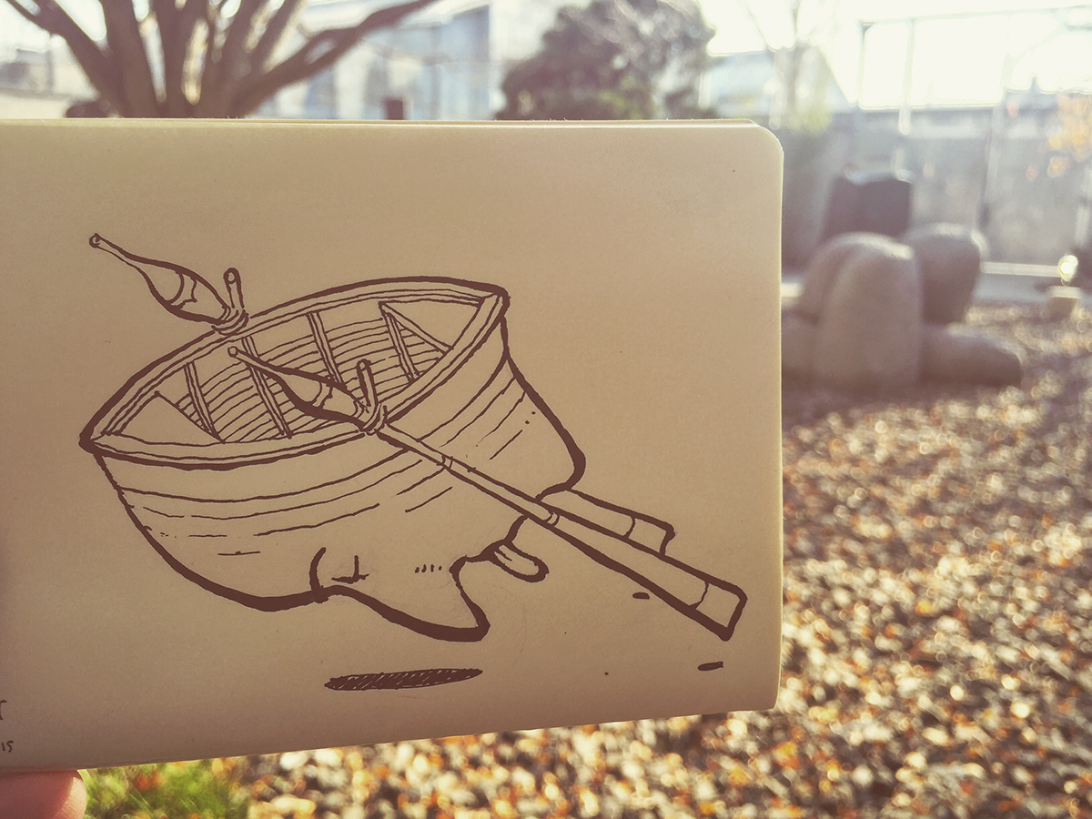 fish pencil sketchbook ink line boat
