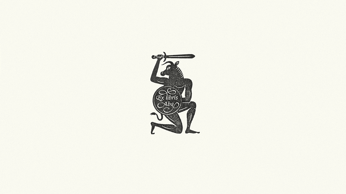 Ex Libris bookplate logo symbol animal stamp book mythology bird Imaginary Creature
