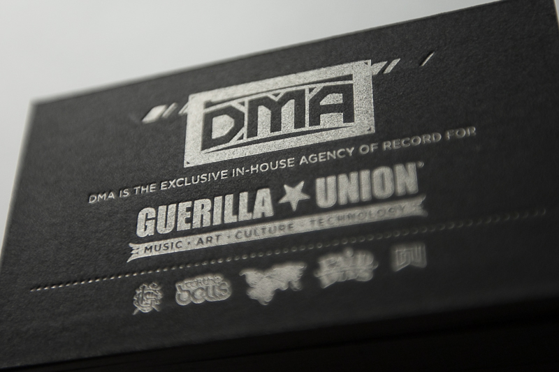 DMA Logotype letterpress identity Guerilla Union