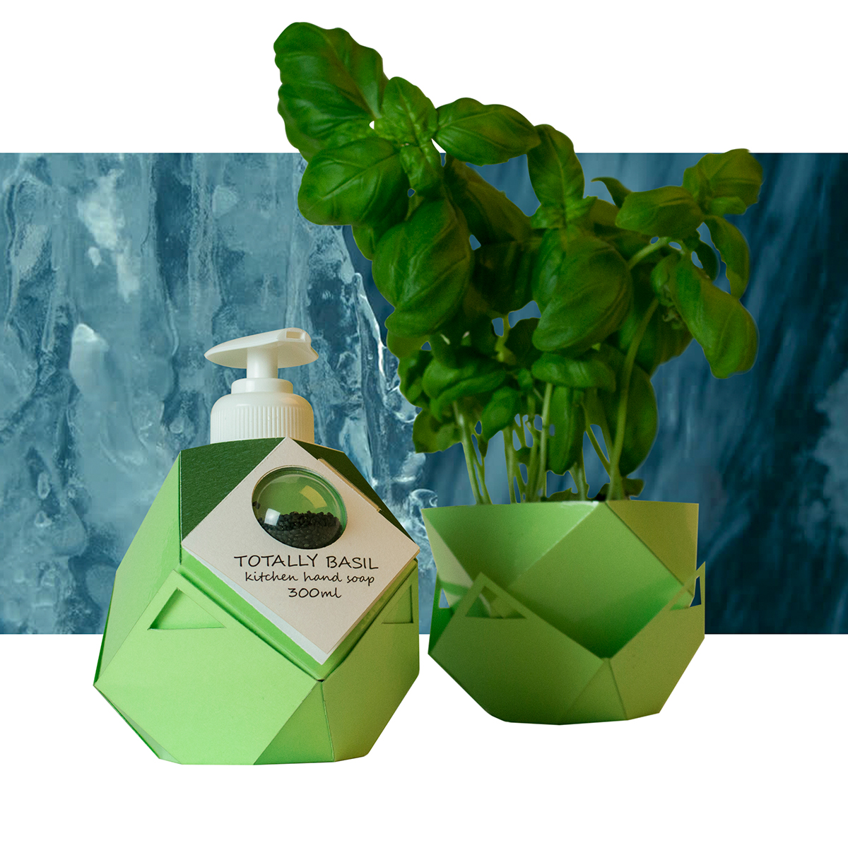 starpack grow ecological Nature soap Liquid container hand shampoo Inspired by Nature Basil plant pot liquid dispenser biomimicry