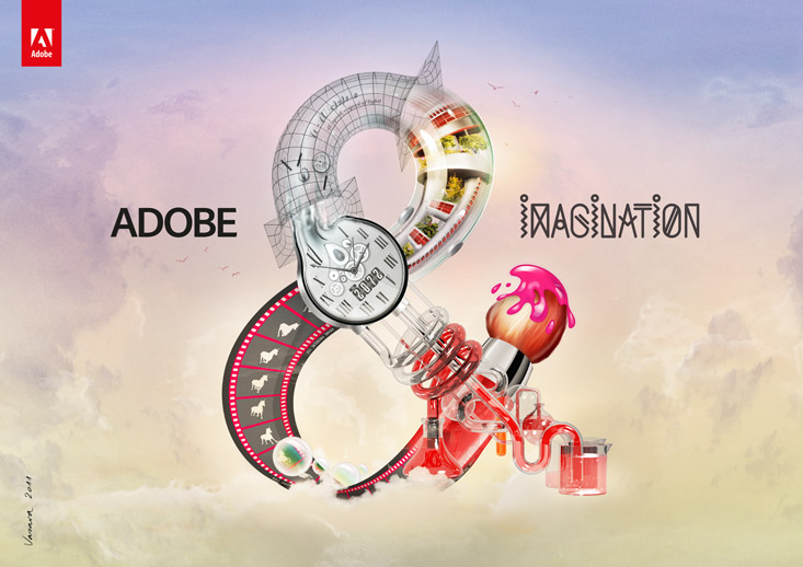 graphic 3D Technology campaign lettering art direction joyful surreal