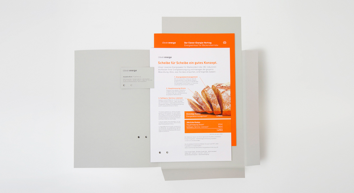 Corporate Design broschure Submarken Markenarchitektur clever energie Energieberatung Bäckereien