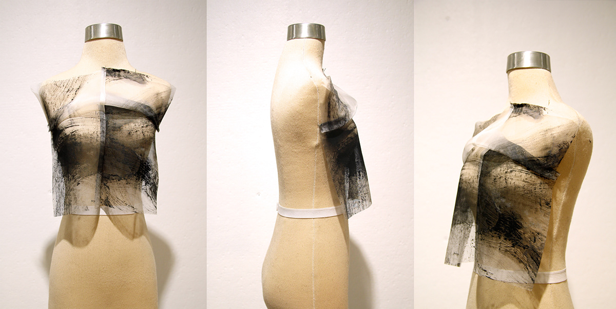 drape draping organza wool Miniform process print senior thesis Collection