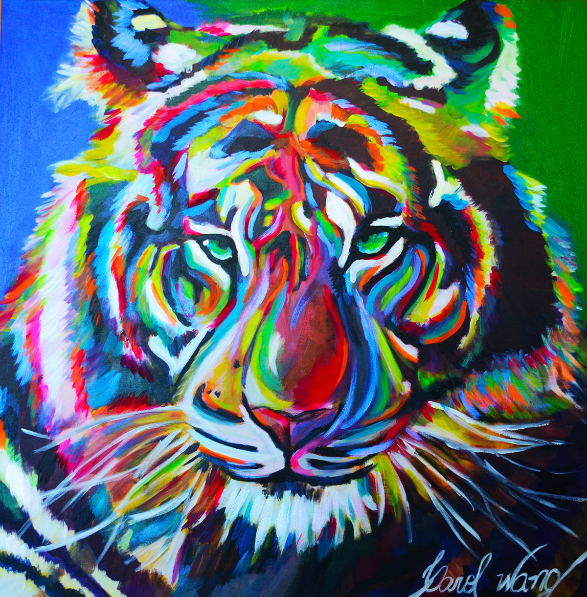 art arte tigre tiger pintura acrílica acrílica sobre tela draw desenho arte contemporanea arte moderna interiores quadro tela