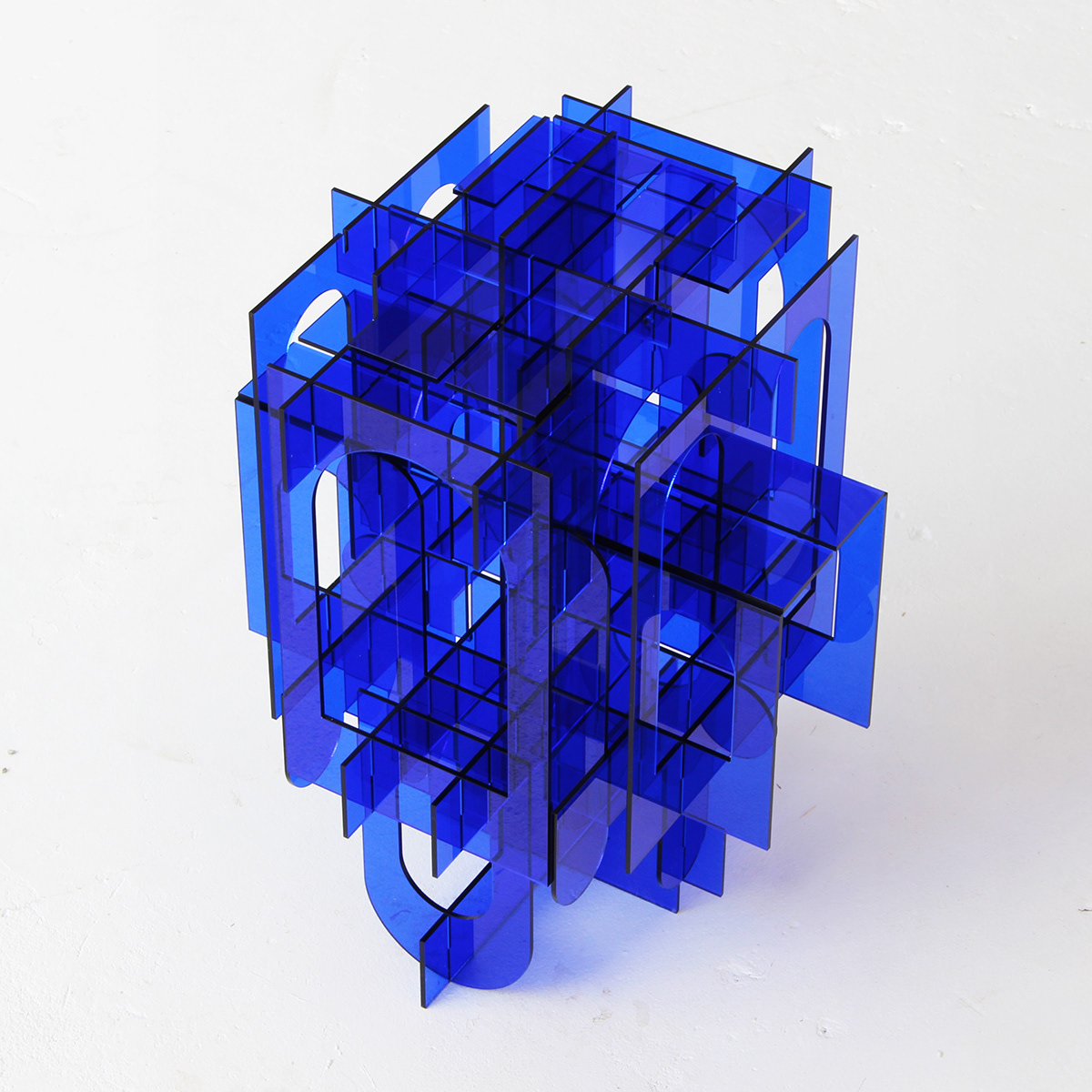 acrylic architectural blue glass plexi plixiglas sculpture tower transparent