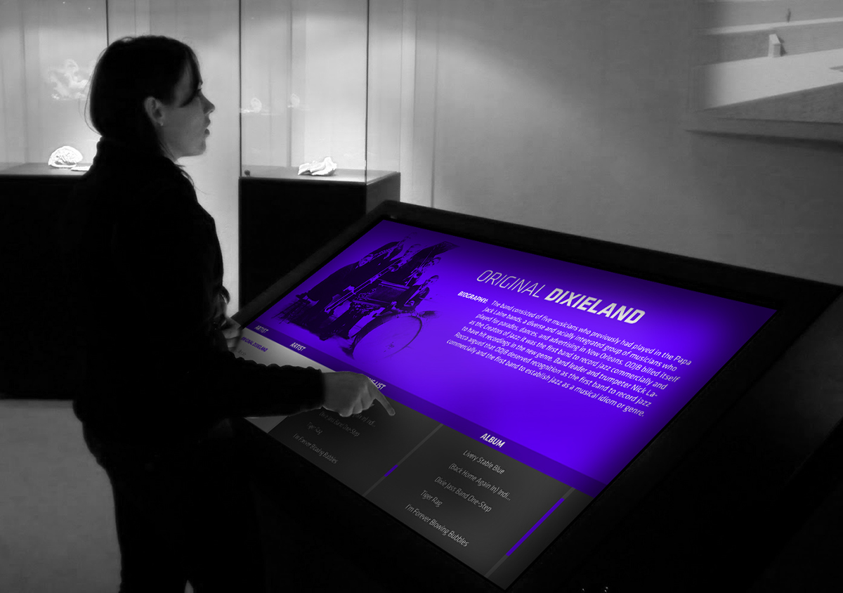 jazz chicago pj murray museum interactive tablet Kiosk