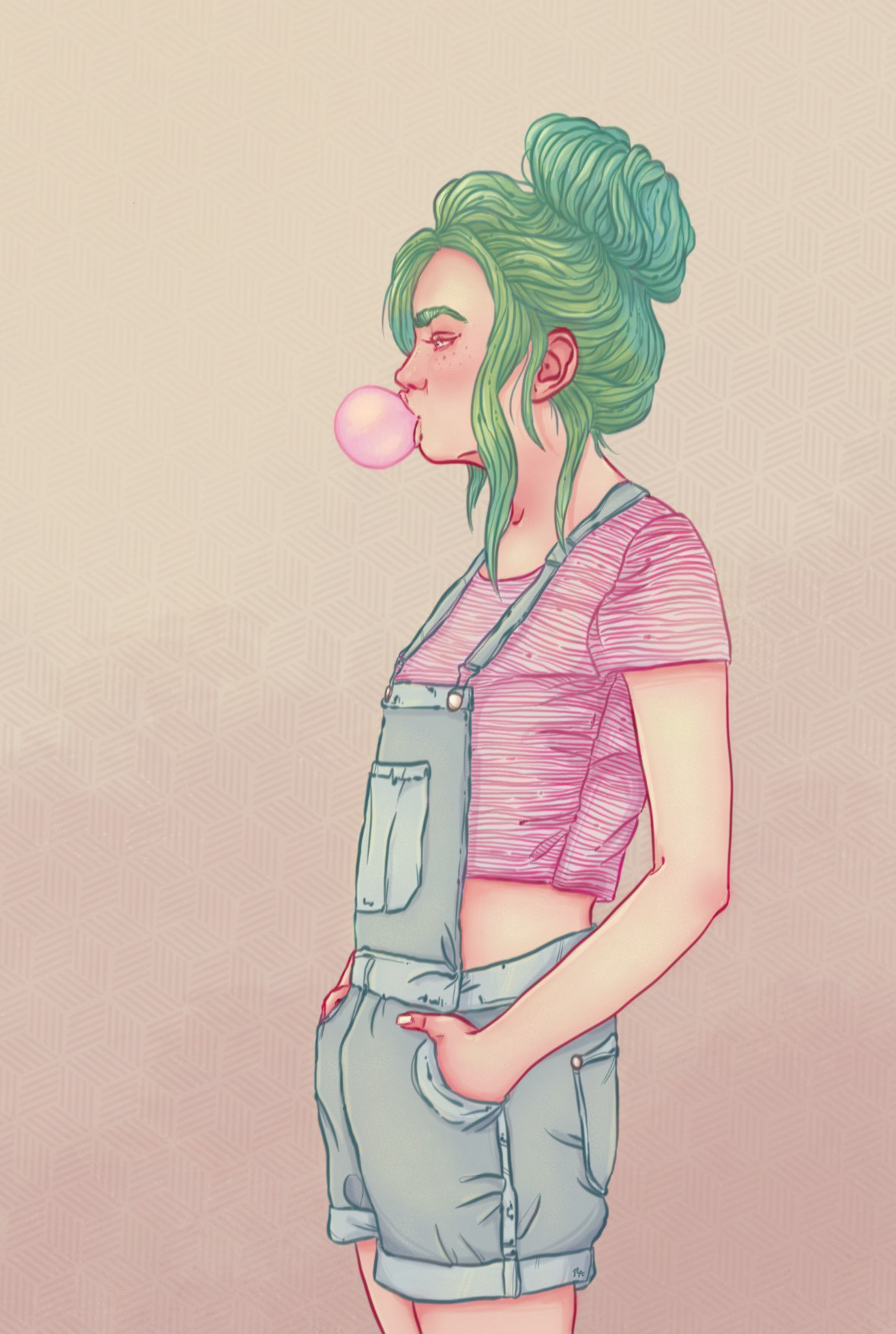 gum chewing-gum girl woman portrait digital Fashion  cute girly green