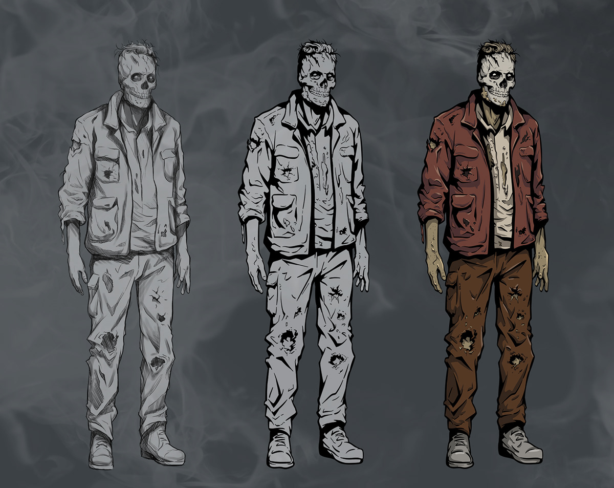 dead death skeleton zombie horror Digital Art  Character ILLUSTRATION  concept art burnt