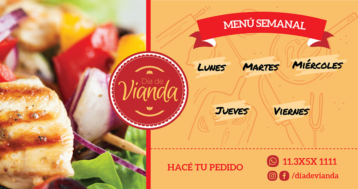 marca logo VIANDA comida Food  diseño gráfico Publicación facebook Tarjetas