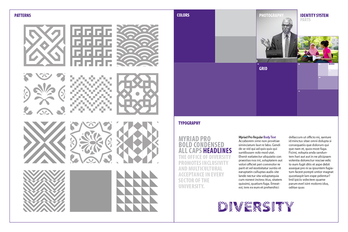 Adobe Portfolio Patterns Diversity University Rebrand kansas identity system