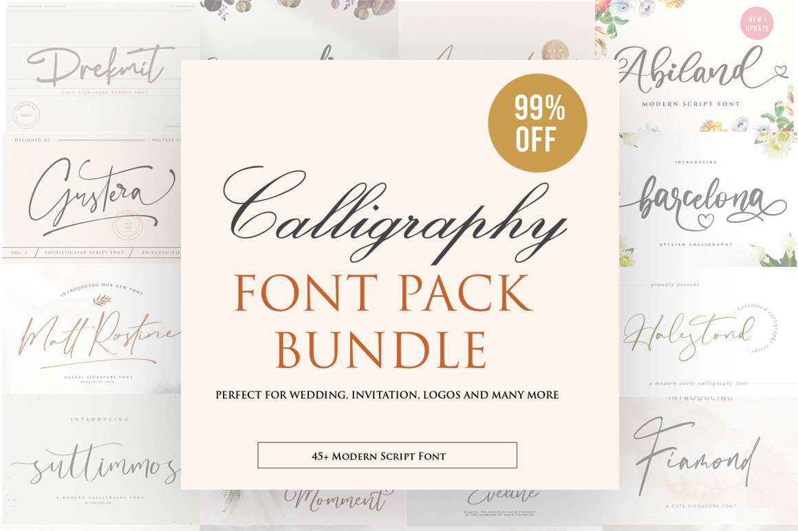 brand identity bundle Calligraphy   Font Bundle font pack handwriting Script Font signature font Typeface wedding invitation