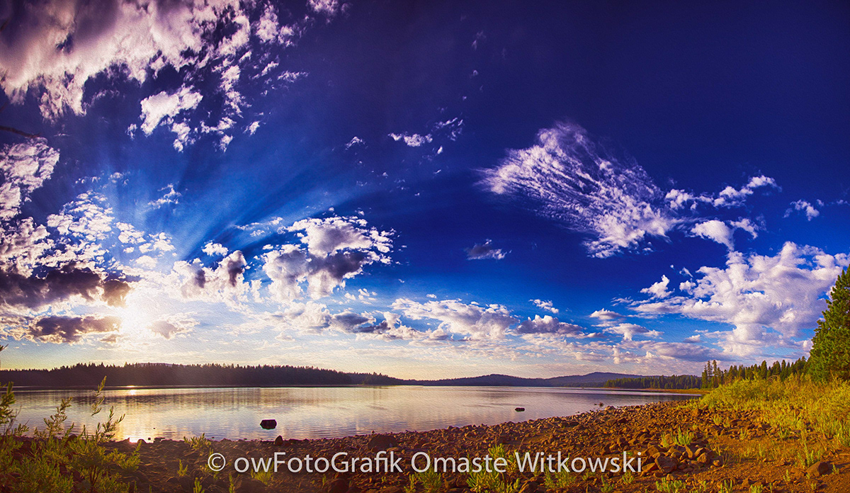 howard prarie lake Landscape Oregon panorama water camping clouds Sunrise wilderness lake photograph HDR outdoor recreation