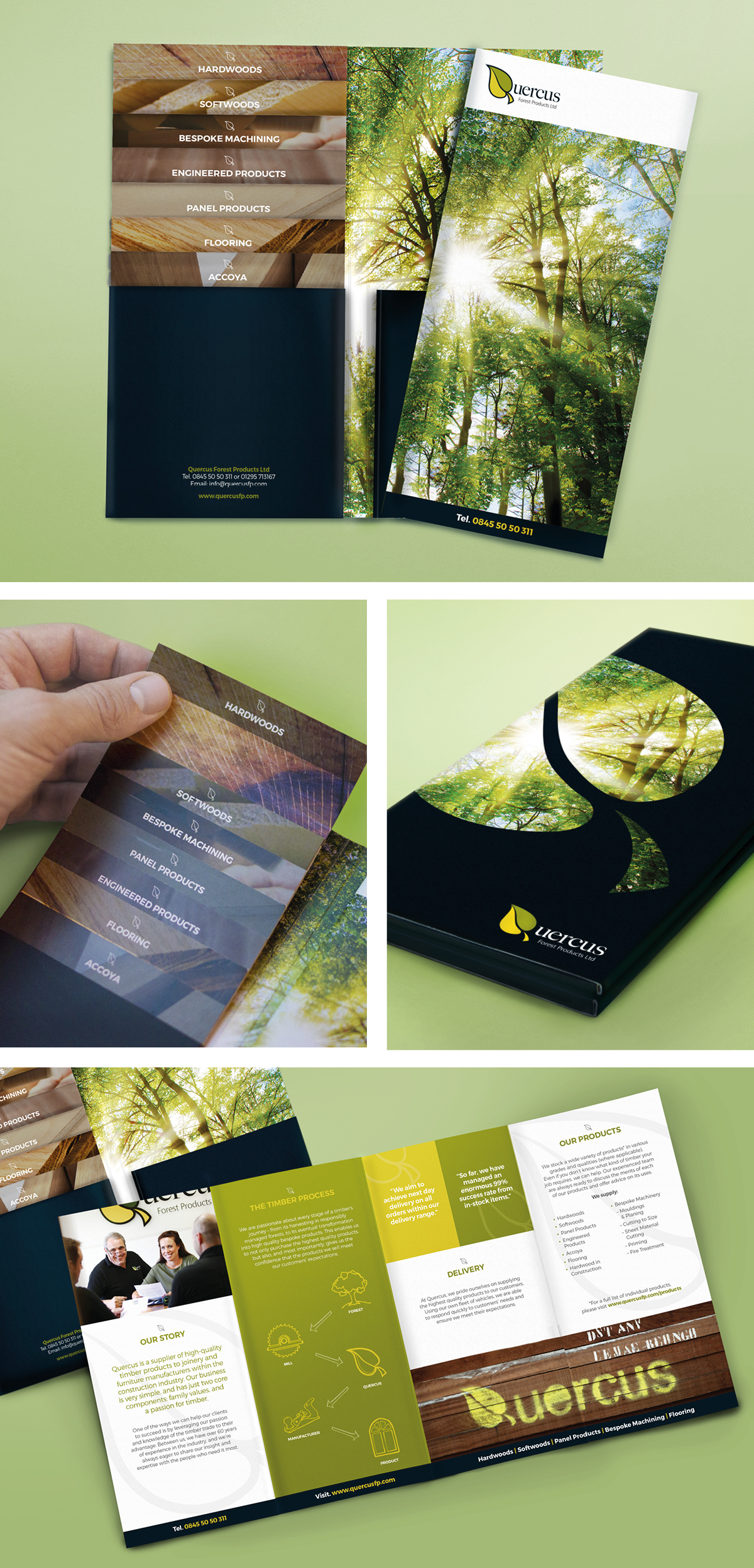 Quercus Forest Products leaflet inserts print design artwork Matt Powell