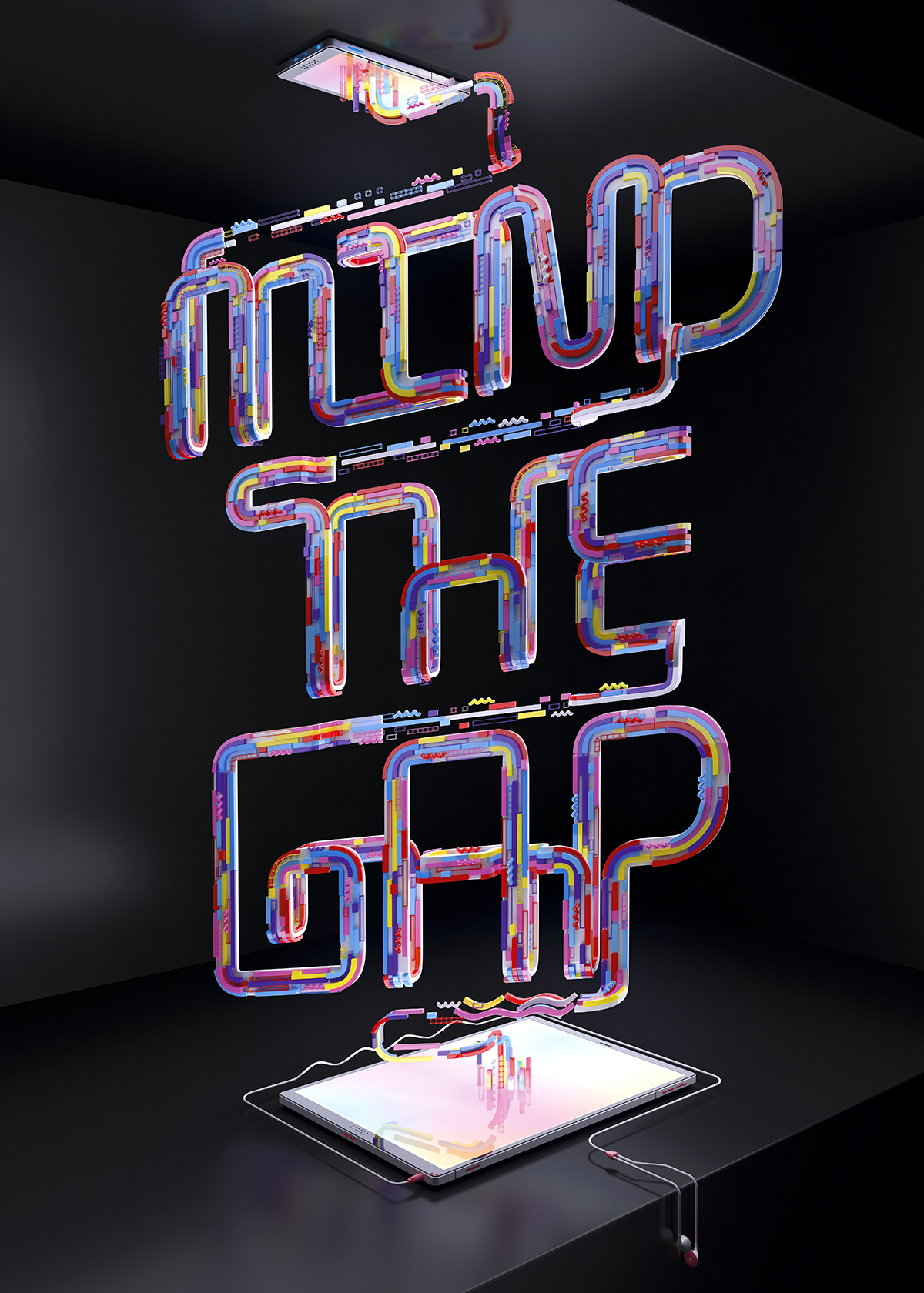 muokkaa typography design 3D ampersand graficho memphis letterpress neon