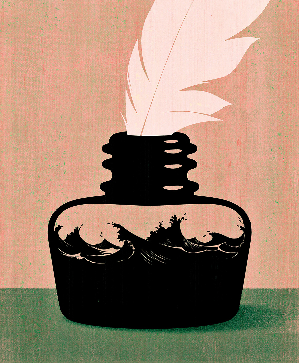 Illustration of a storm of ink in an ink pot