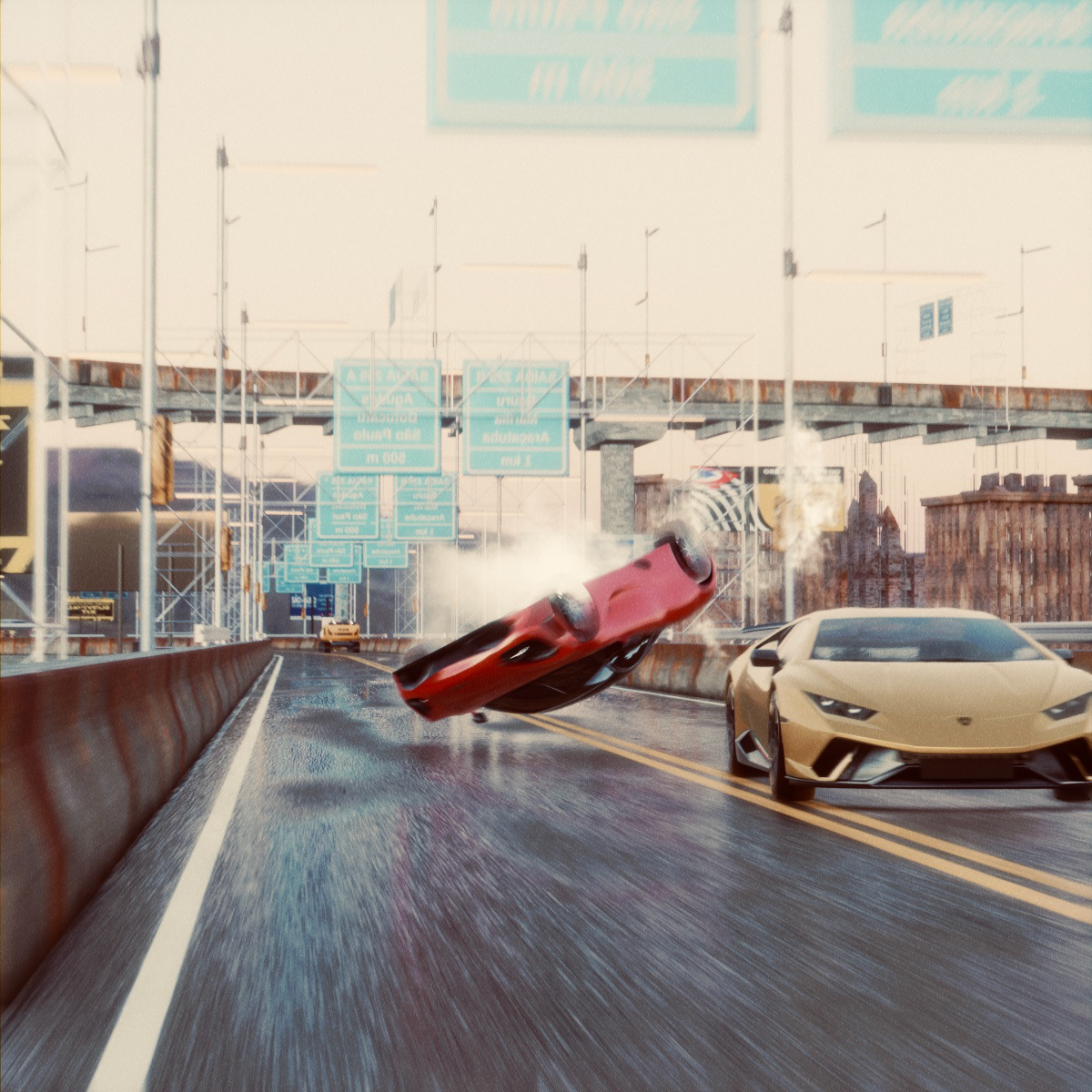 car Chase 3D crash CGI cgiart animation  animação motion graphics  design