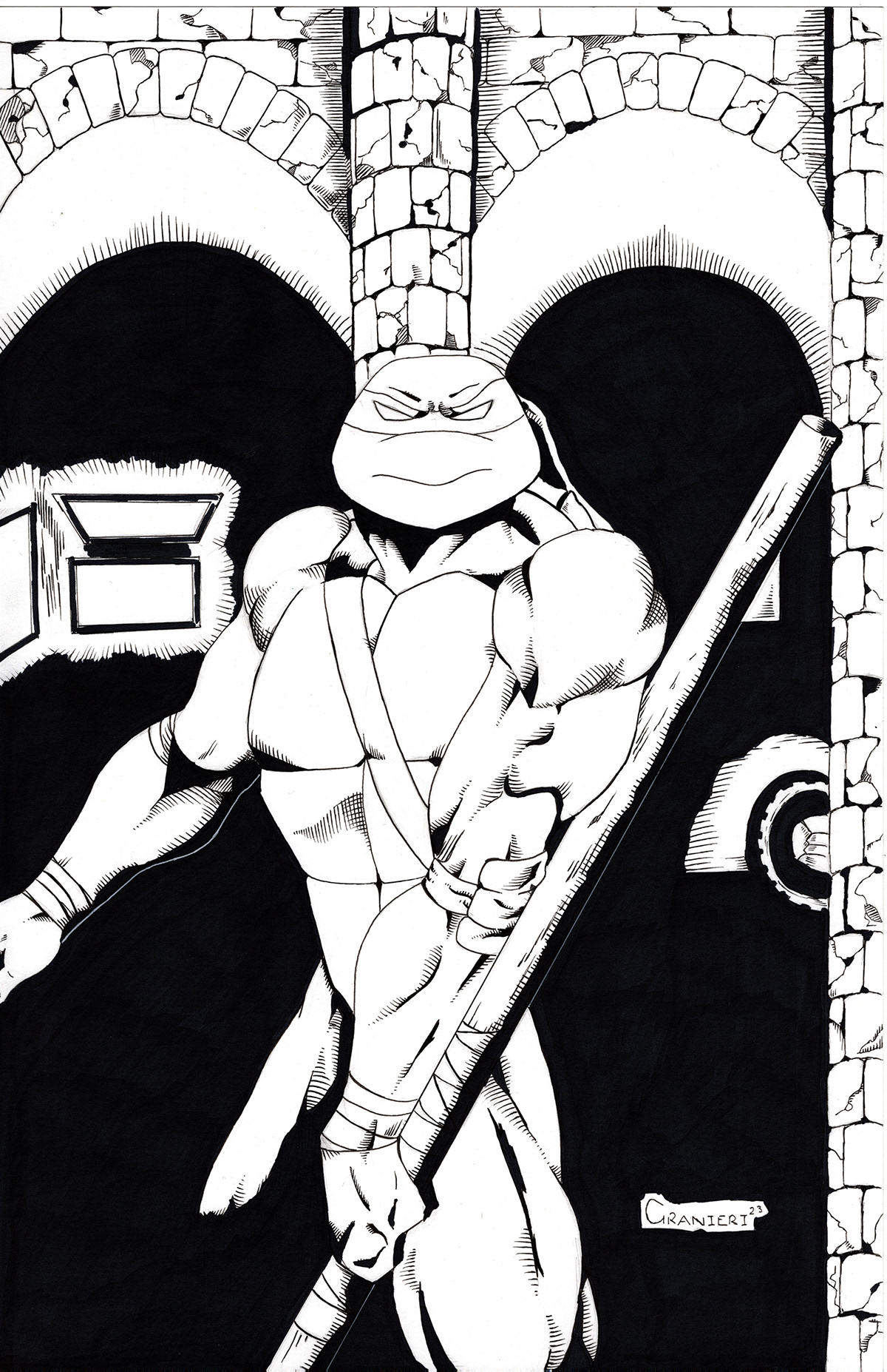 TMNT Ninja Turtles Donatello art comic art Drawing  Copic copic markers artwork ink