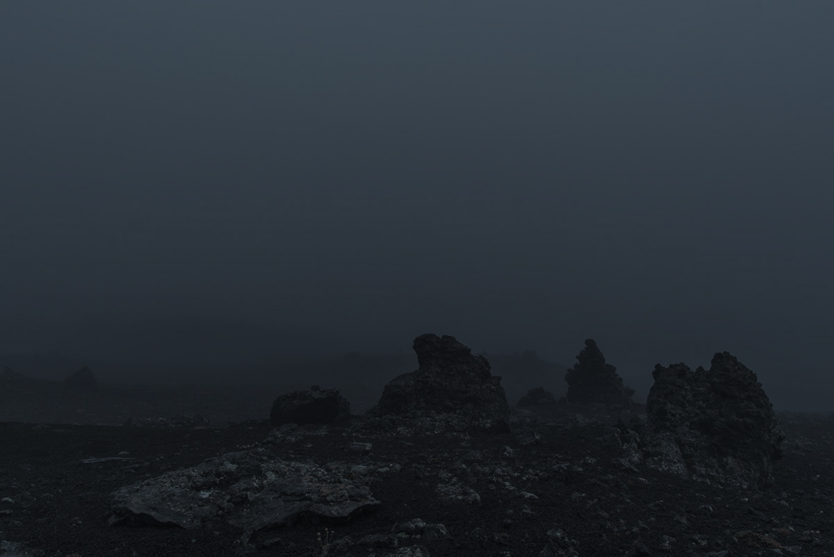dark moddy gloomy fog mist night DUSK rocks minimal iceland