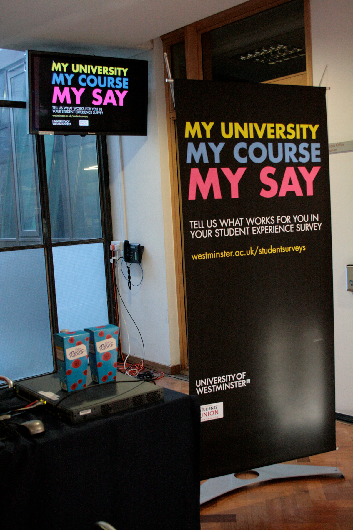 banner Pull-up banner university of westminster NSS National Student Survey survey student t-shirts campaign