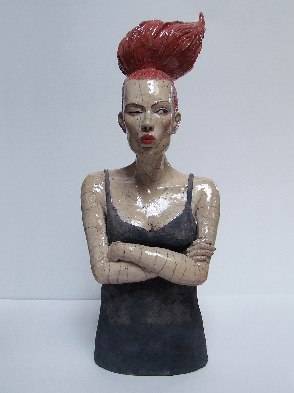 contemporary art ceramic sculpture women bust raku