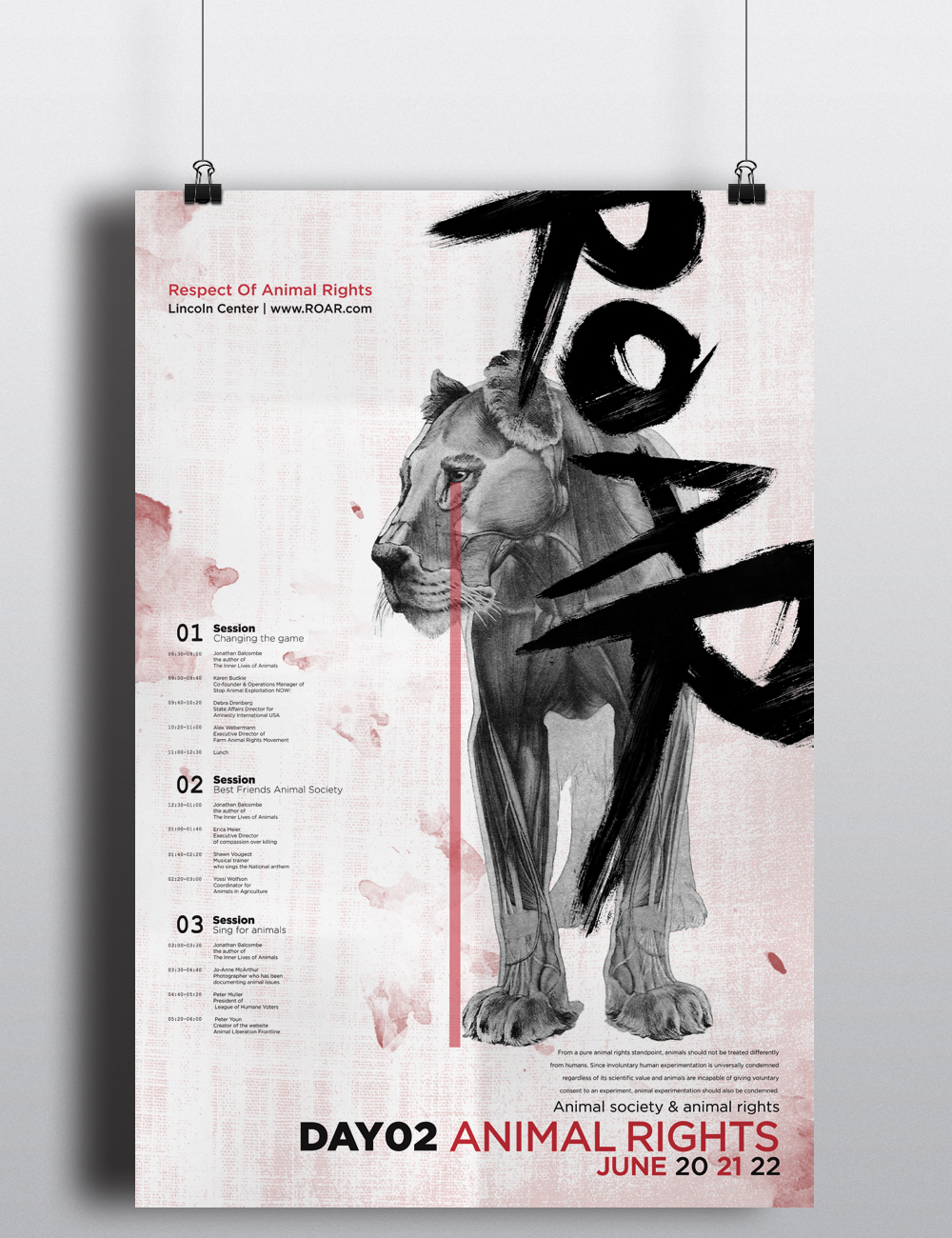 animal conference animal respect animal rights poster roar tiger dog ape zoo human evolution copenhagen red