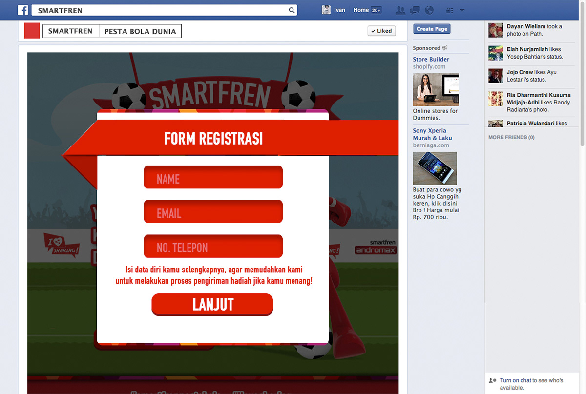 facebook apps Games design UI ux footbal world cup