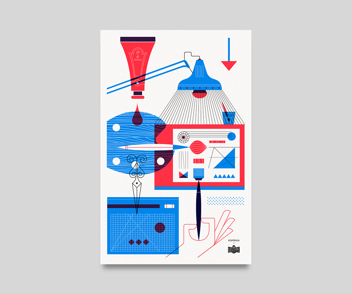 type lettering ilustracion letras poster print losttype risograph store cyan magenta