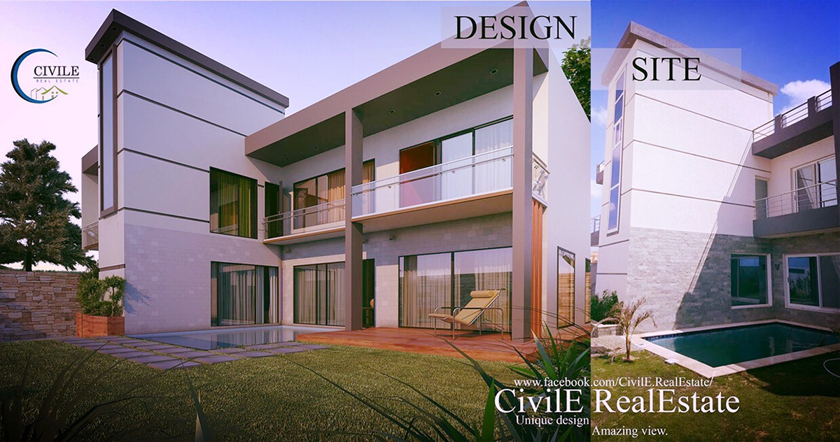 architecture interior 3D 3d max 3d modeling visualization flyer Modern Villa realestate Architecture Visualization