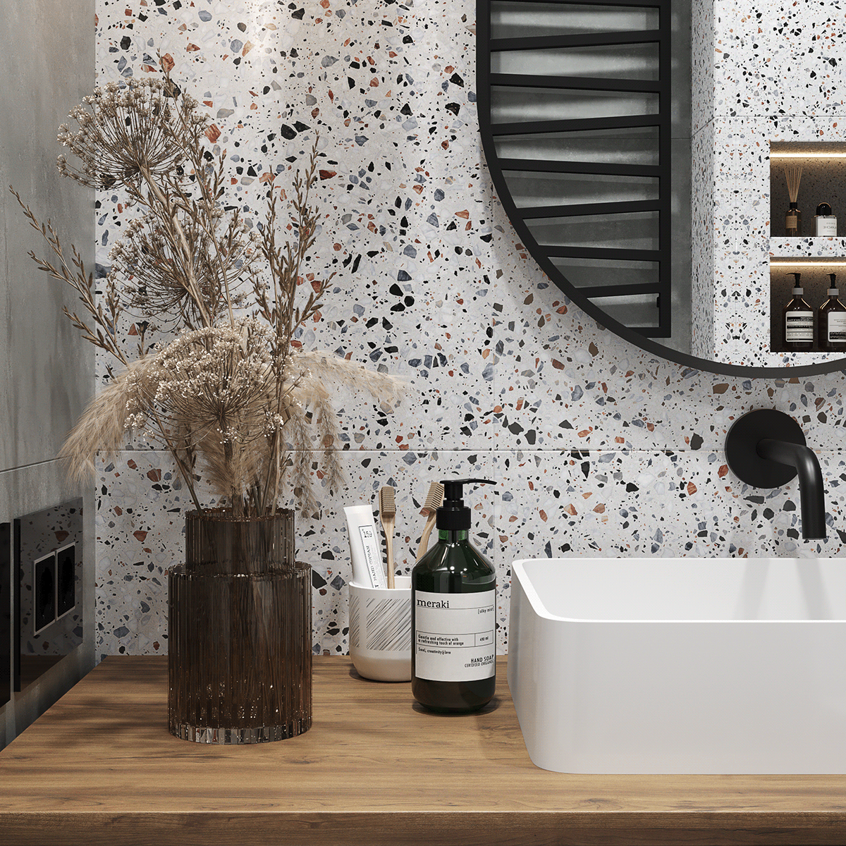3D 3ds max bathroom corona interior design  modern Plumbing Render Terrazzo visualization