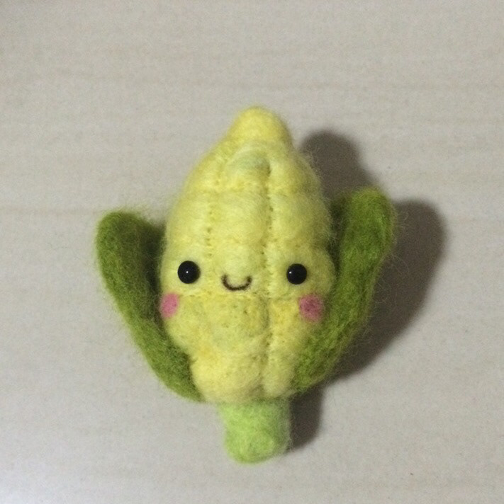 corn cute yellow vegetable needle felt wool happy small
