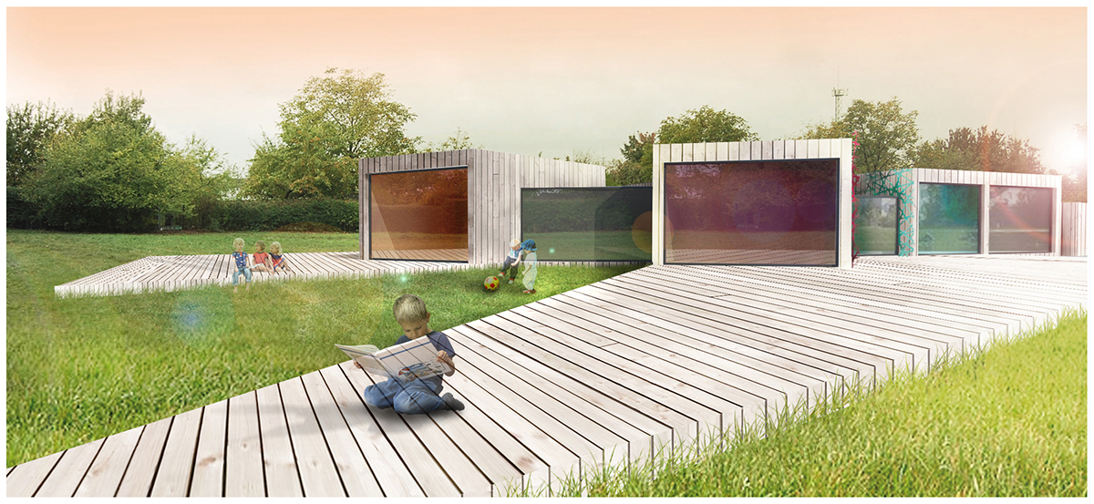kindergarten Project educational wood terrace photoshop postproduction visualization portfolio
