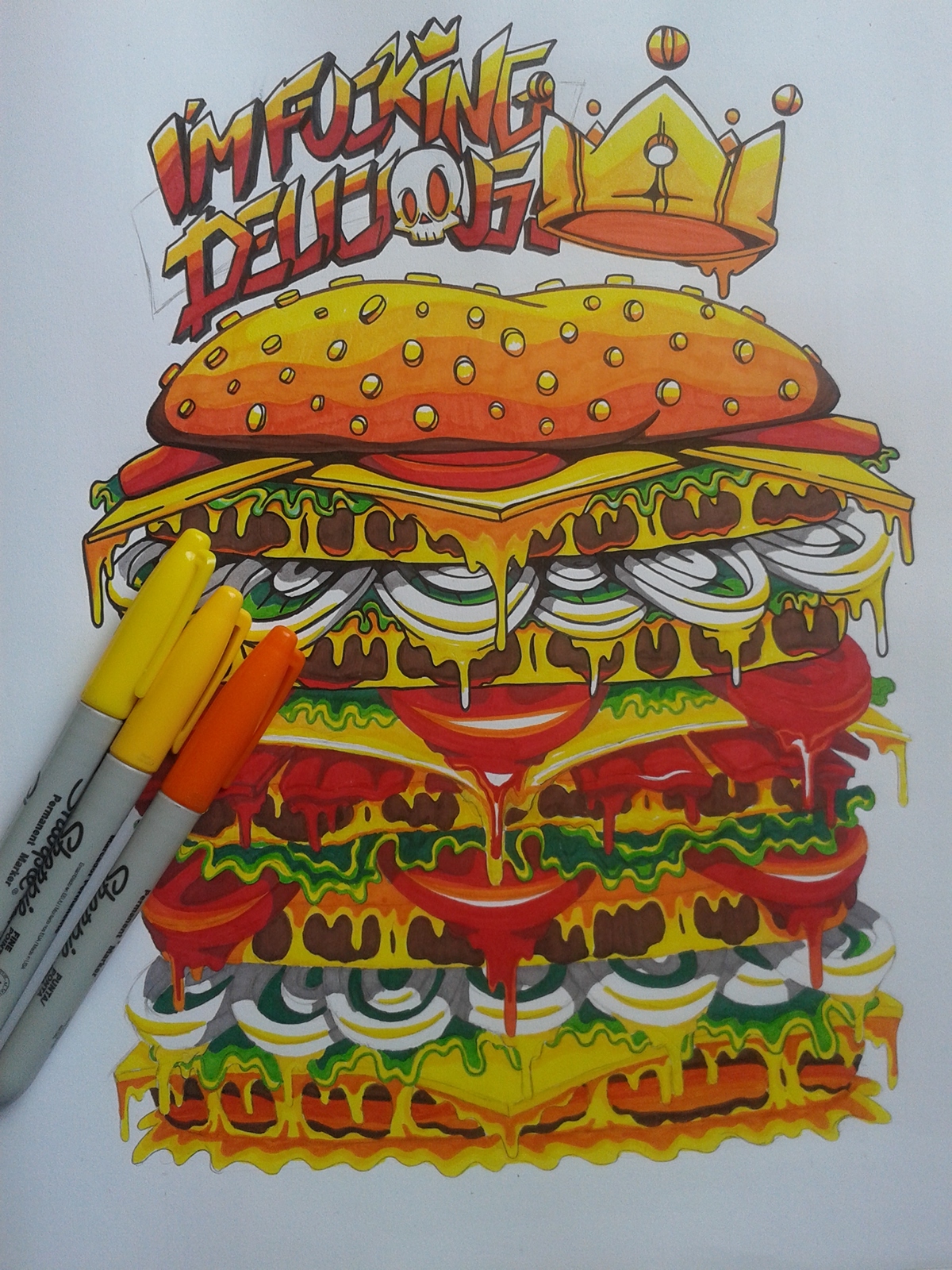 burger hamburger markers pen markerpens Hot color bible analog tomatoes meat Cheese lettuce bread sharpie