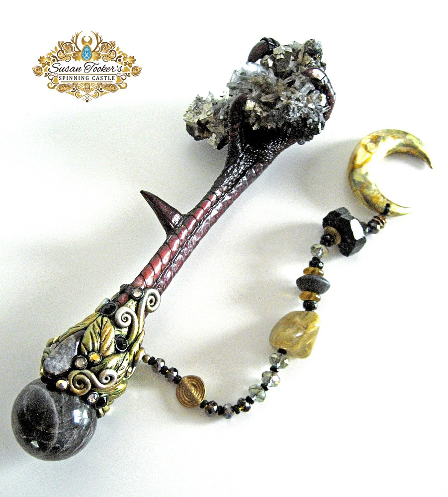 claw crystal wand oracle ritual tool Magic   fantasy Susan Tooker Spinning Castle dark art taxidermy witchcraft pagan Assemblage sculpture